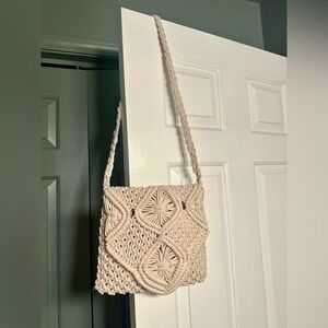 Tommy Bahama Cream Macramé woven crossbody Bag